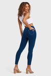 N.O.W® Denim - High Waisted - 7/8 Length - Dark Blue + Yellow Stitching 4