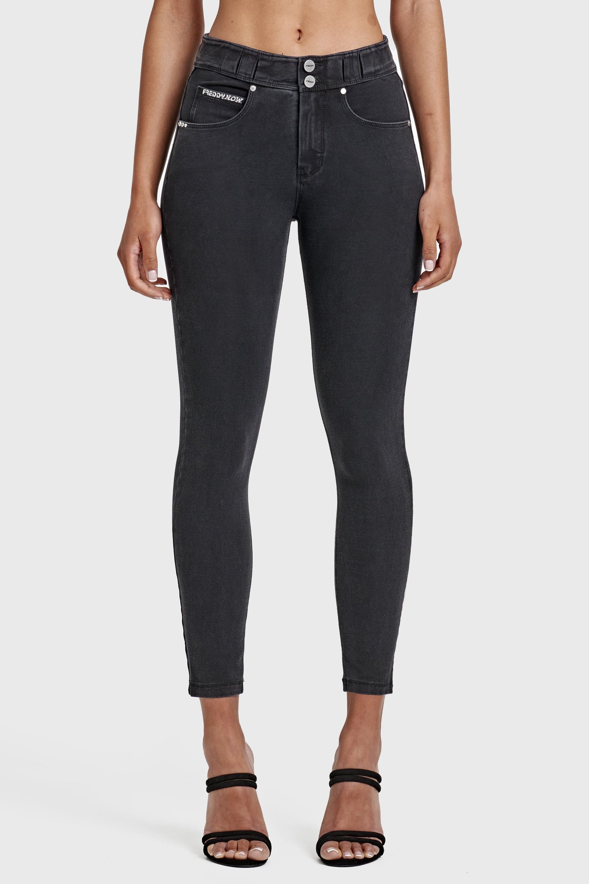 N.O.W® Denim - High Waisted - 7/8 Length - Black + Black Stitching 8