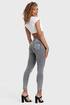 N.O.W® Denim - High Waisted - 7/8 Length - Grey + Yellow Stitching 2