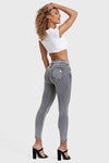 N.O.W® Denim - High Waisted - 7/8 Length - Grey + Yellow Stitching 3