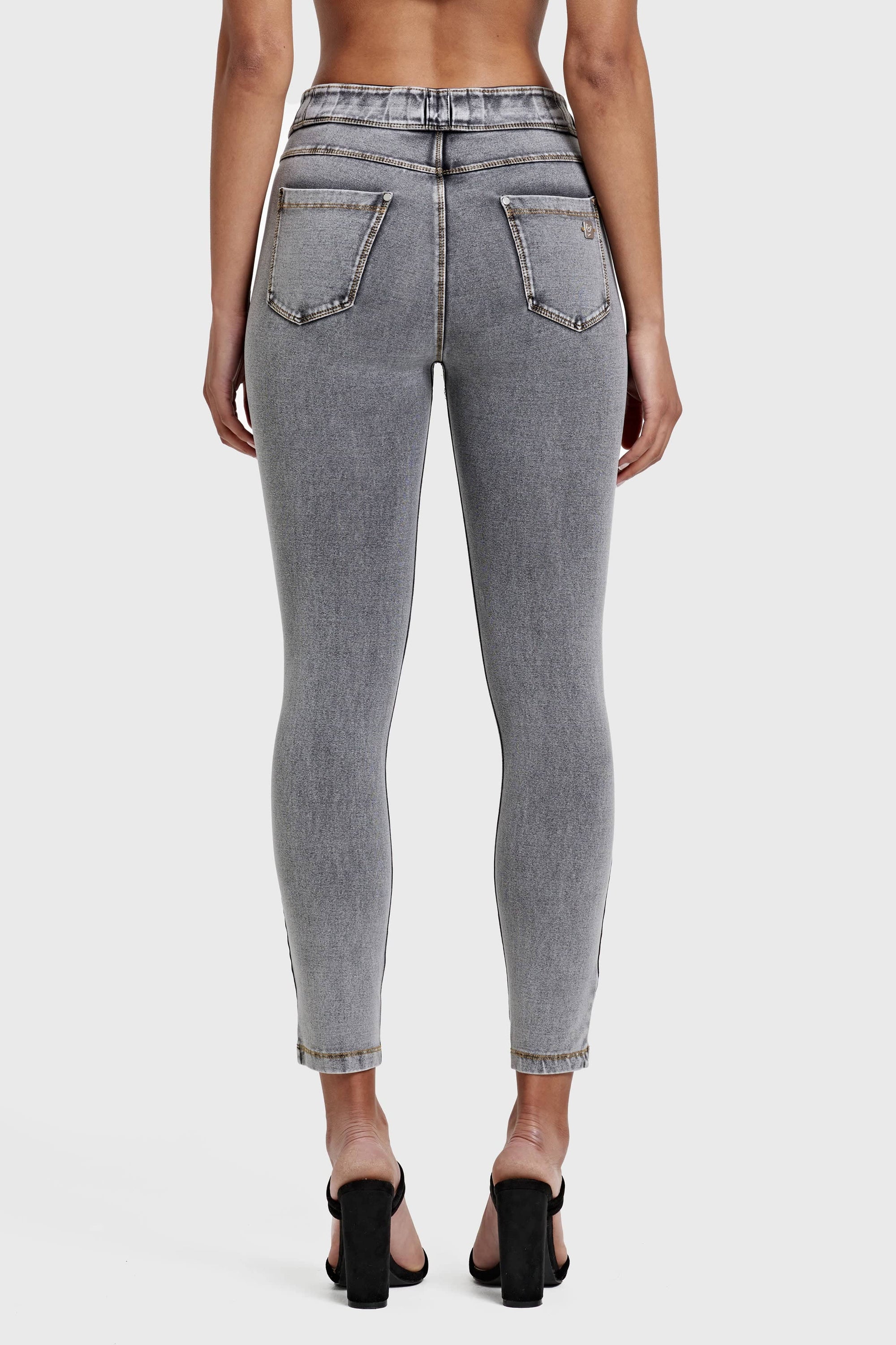 N.O.W® Denim - High Waisted - 7/8 Length - Grey + Yellow Stitching 5