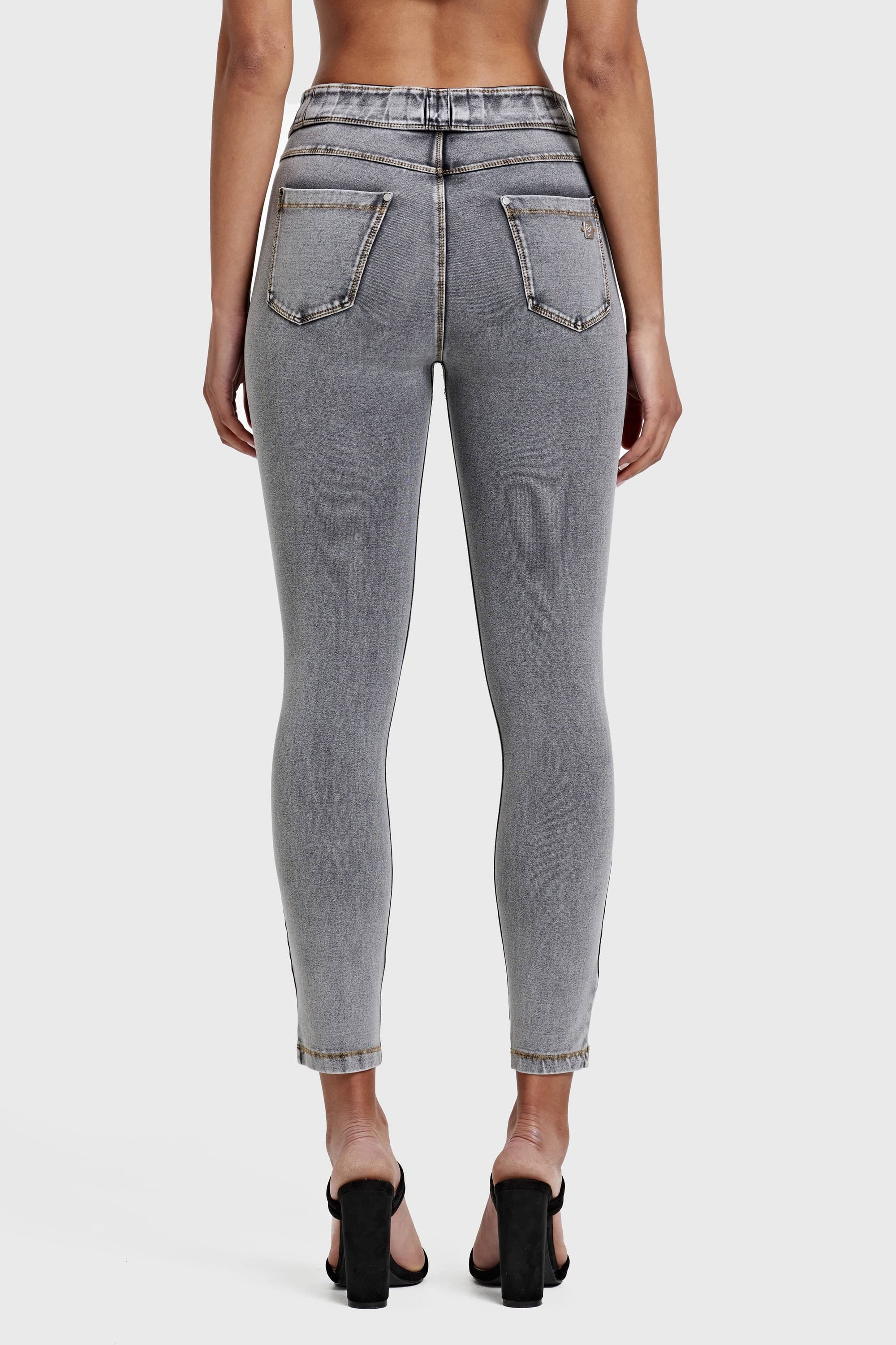 N.O.W® Denim - High Waisted - 7/8 Length - Grey + Yellow Stitching 5