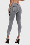 N.O.W® Denim - High Waisted - 7/8 Length - Grey + Yellow Stitching 6