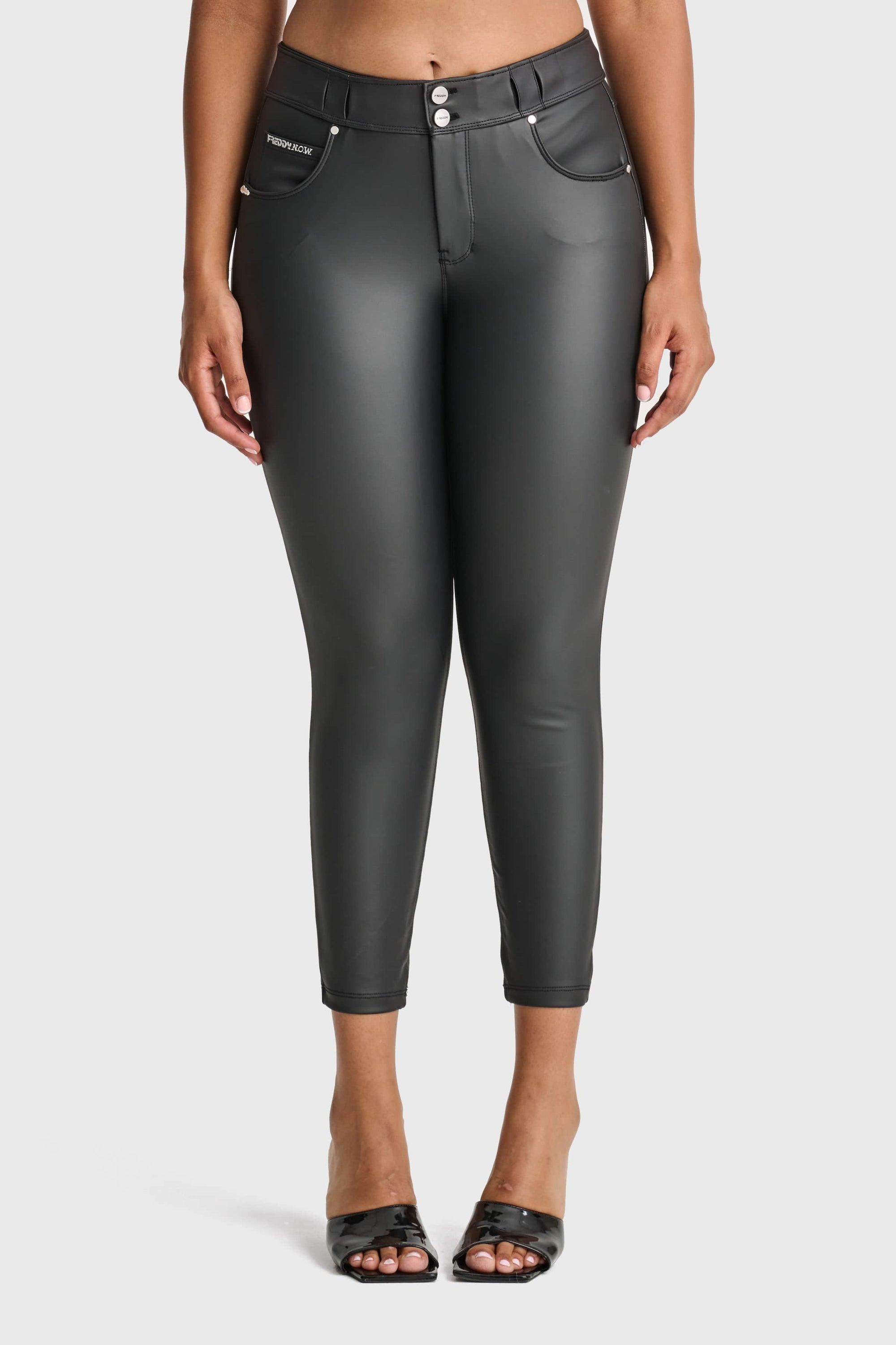 N.O.W® Faux Leather - High Waisted - 7/8 Length - Black 7