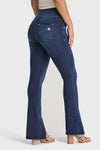 N.O.W® Denim - High Waisted - 7/8 Flare - Dark Blue + Blue Stitching 3