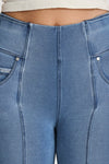 N.O.W® Denim - High Waisted - 7/8 Flare - Light Blue + Blue Stitching 6