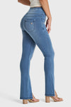 N.O.W® Denim - High Waisted - 7/8 Flare - Light Blue + Blue Stitching 4