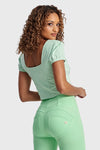 Pinstripe Crop - White + Green 2