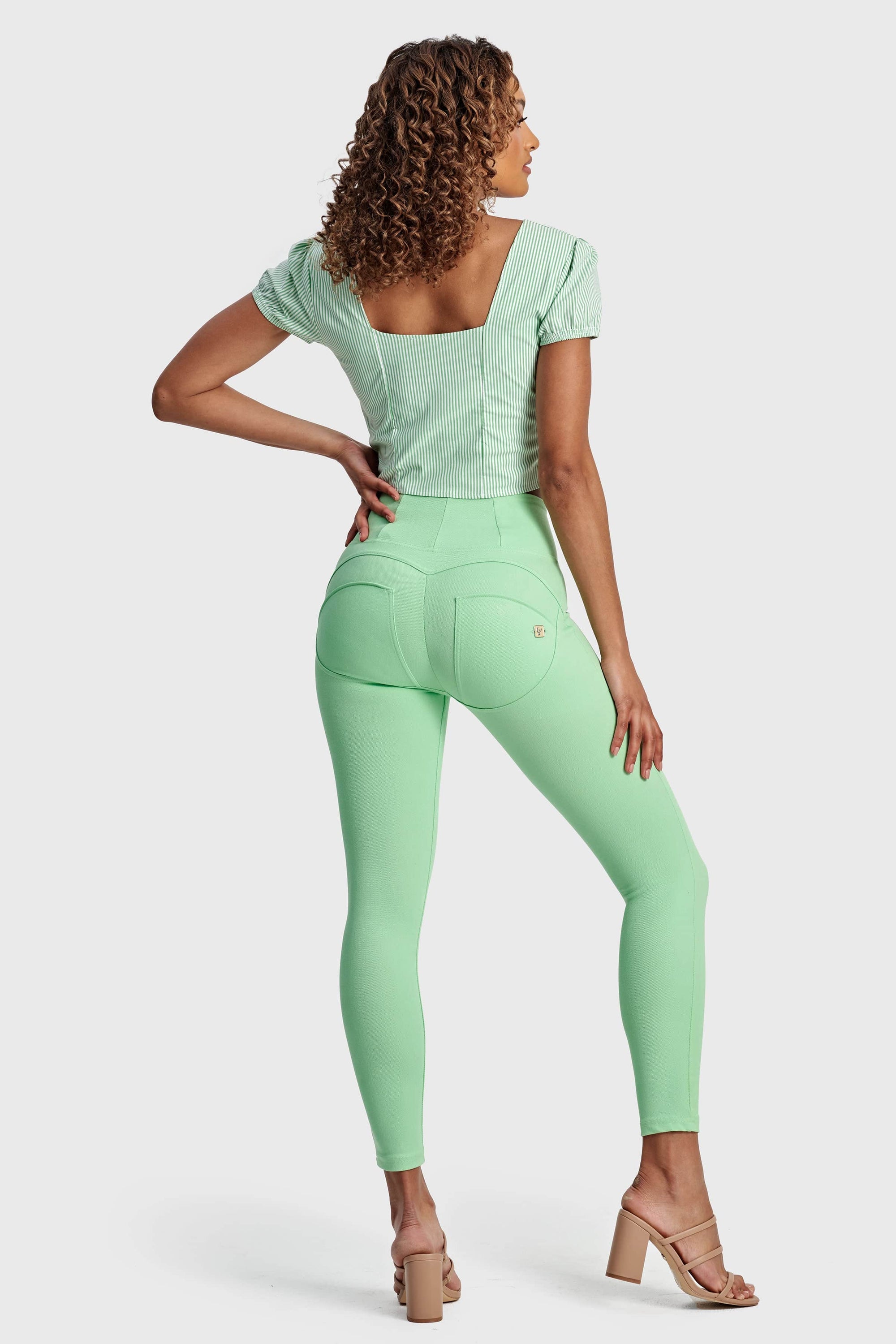 Pinstripe Crop - White + Green 5
