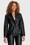 Faux Biker Leather Jacket - Black 1