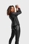 Faux Biker Leather Jacket - Black 6