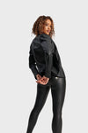 Faux Biker Leather Jacket - Black 8