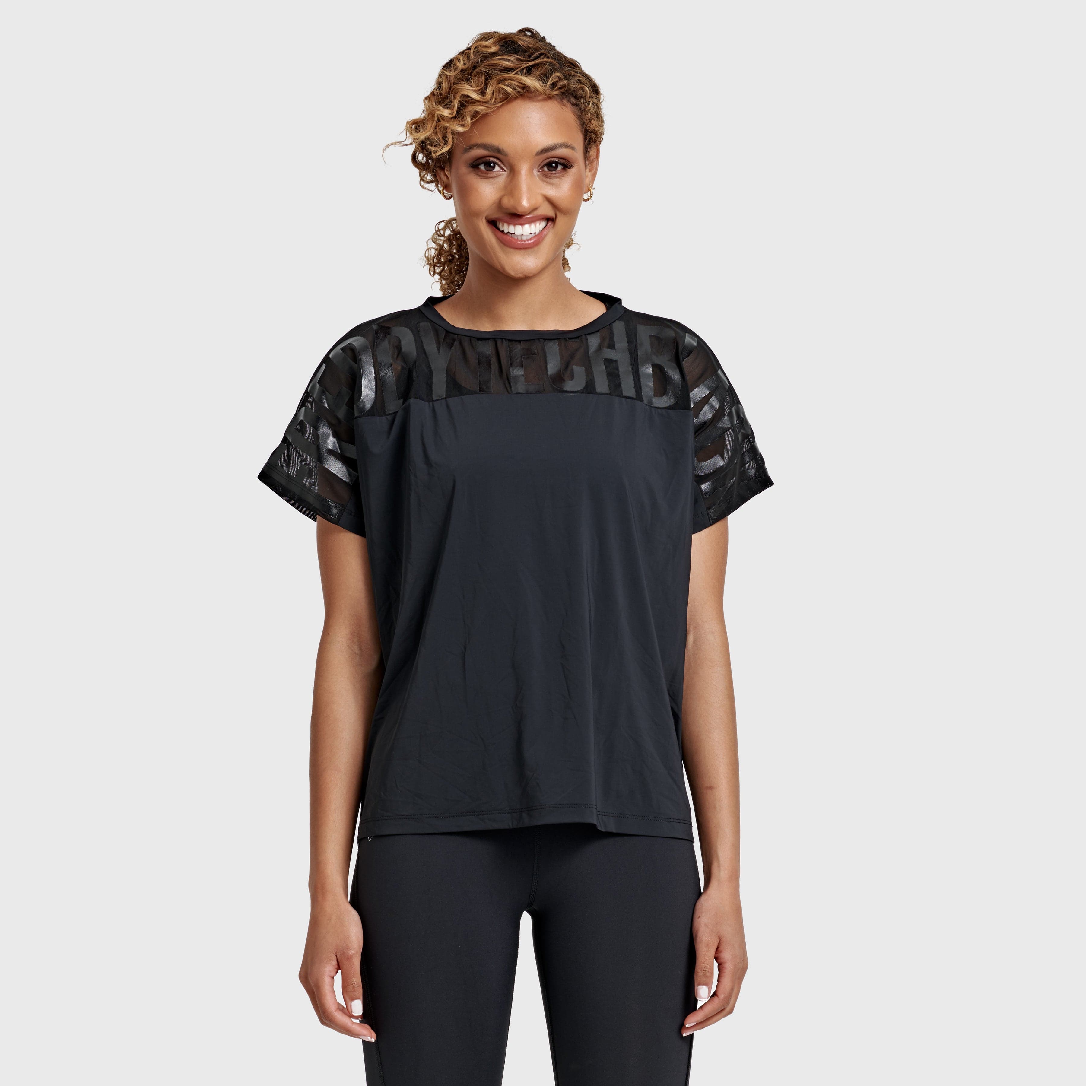 Oversized Mesh Insert Top - Black 1