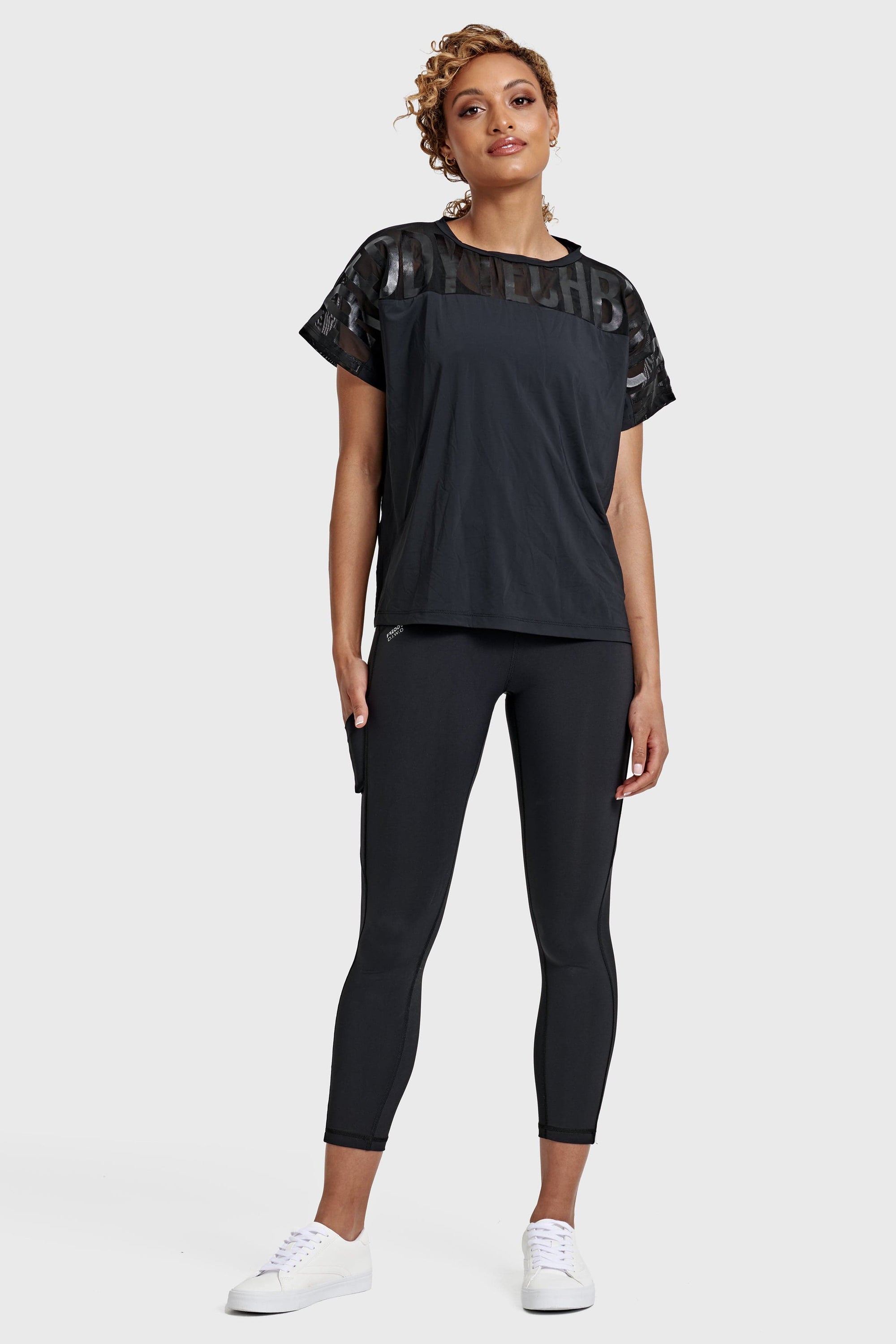 Oversized Mesh Insert Top - Black 3
