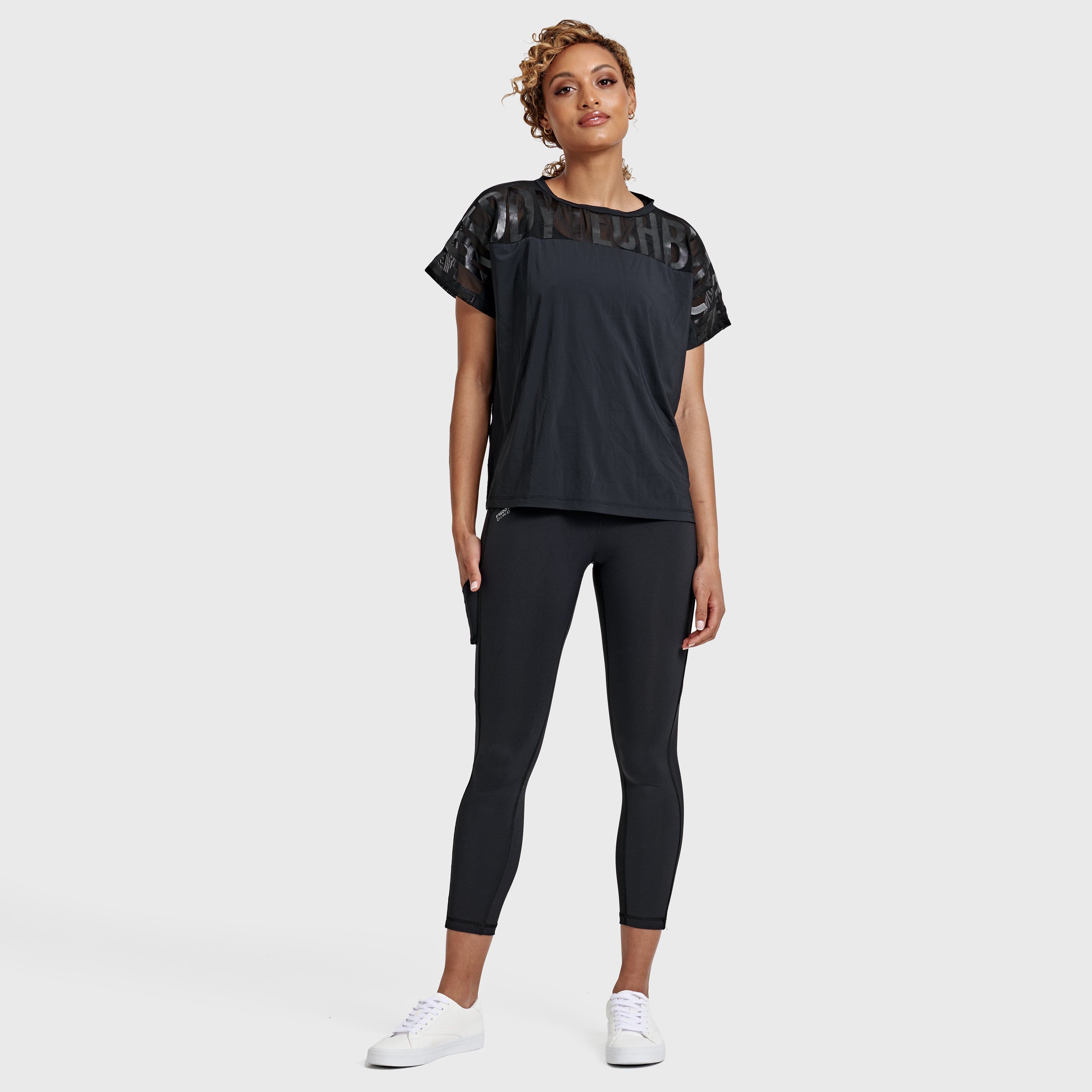 Oversized Mesh Insert Top - Black 3
