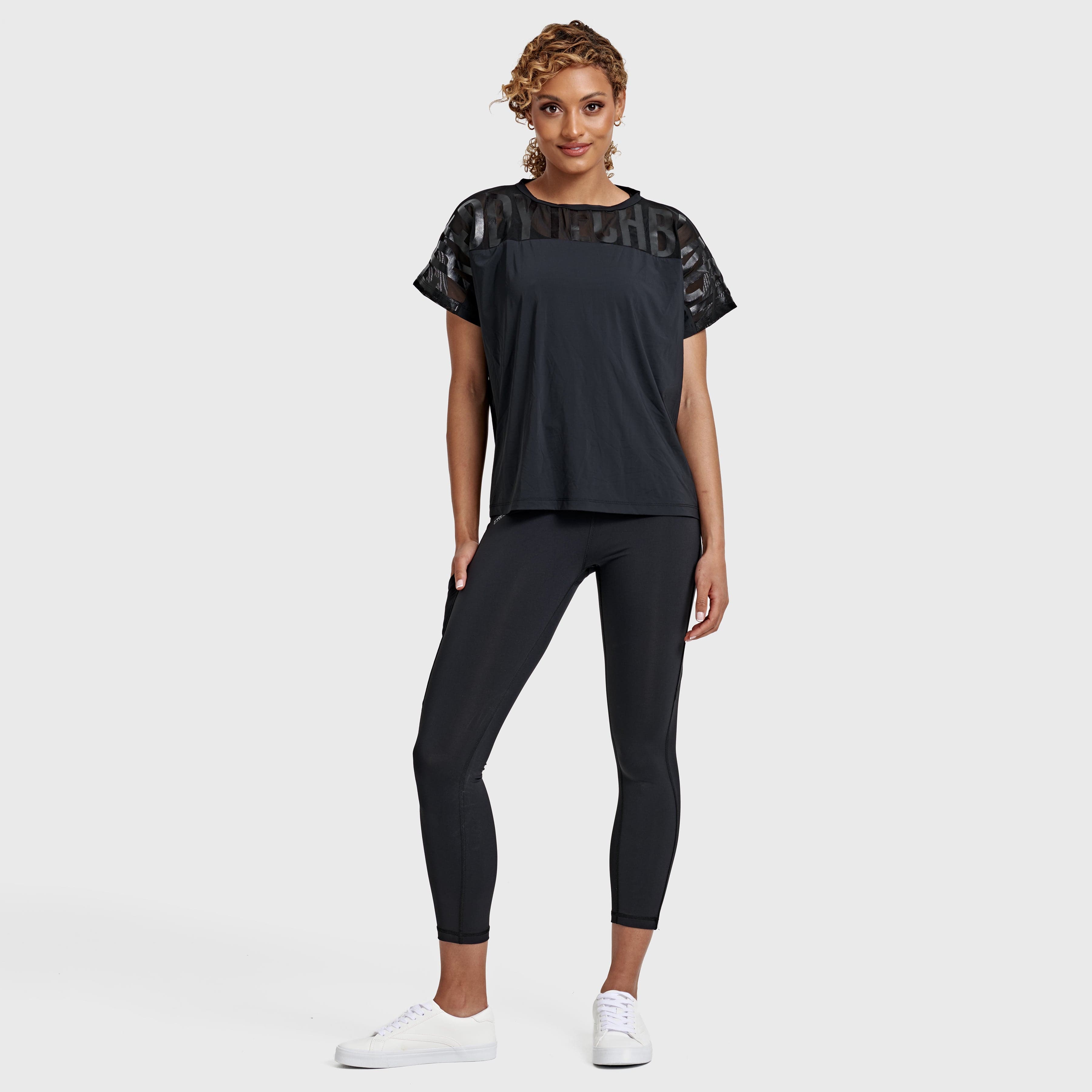 Oversized Mesh Insert Top - Black 2