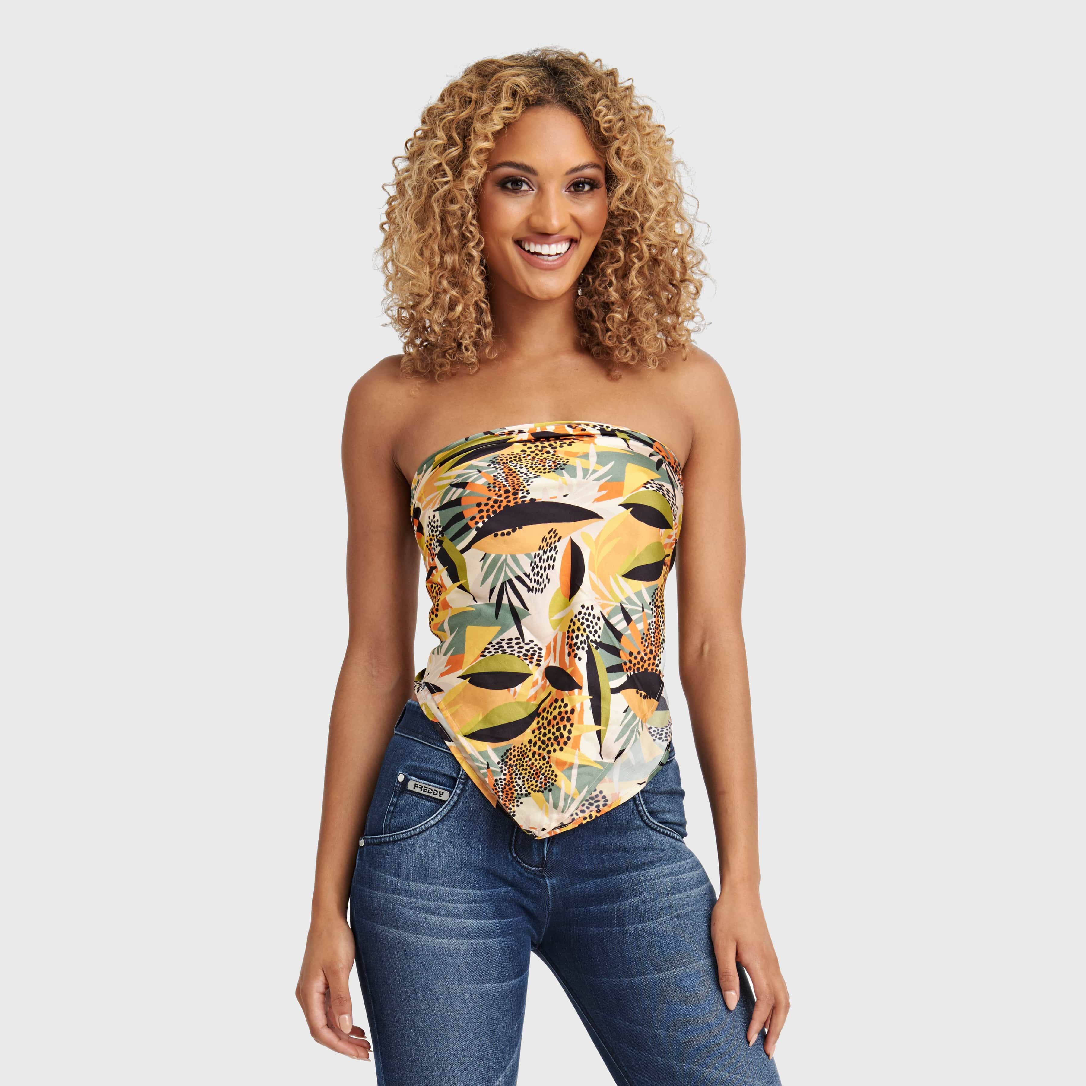 Multi-Way Scarf Top - Floral Orange 1