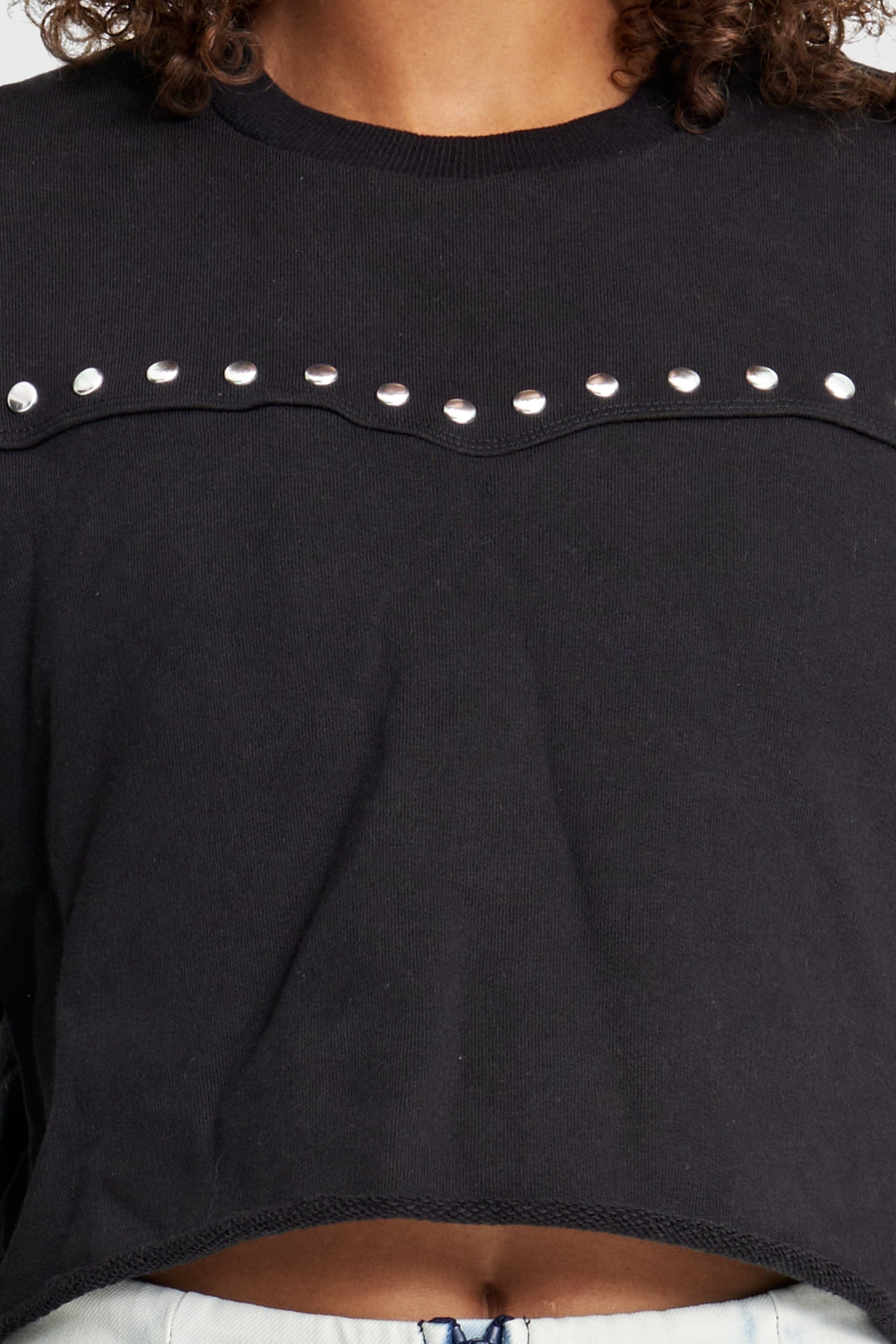 Cropped Jumper - Black with Metal Studs 5