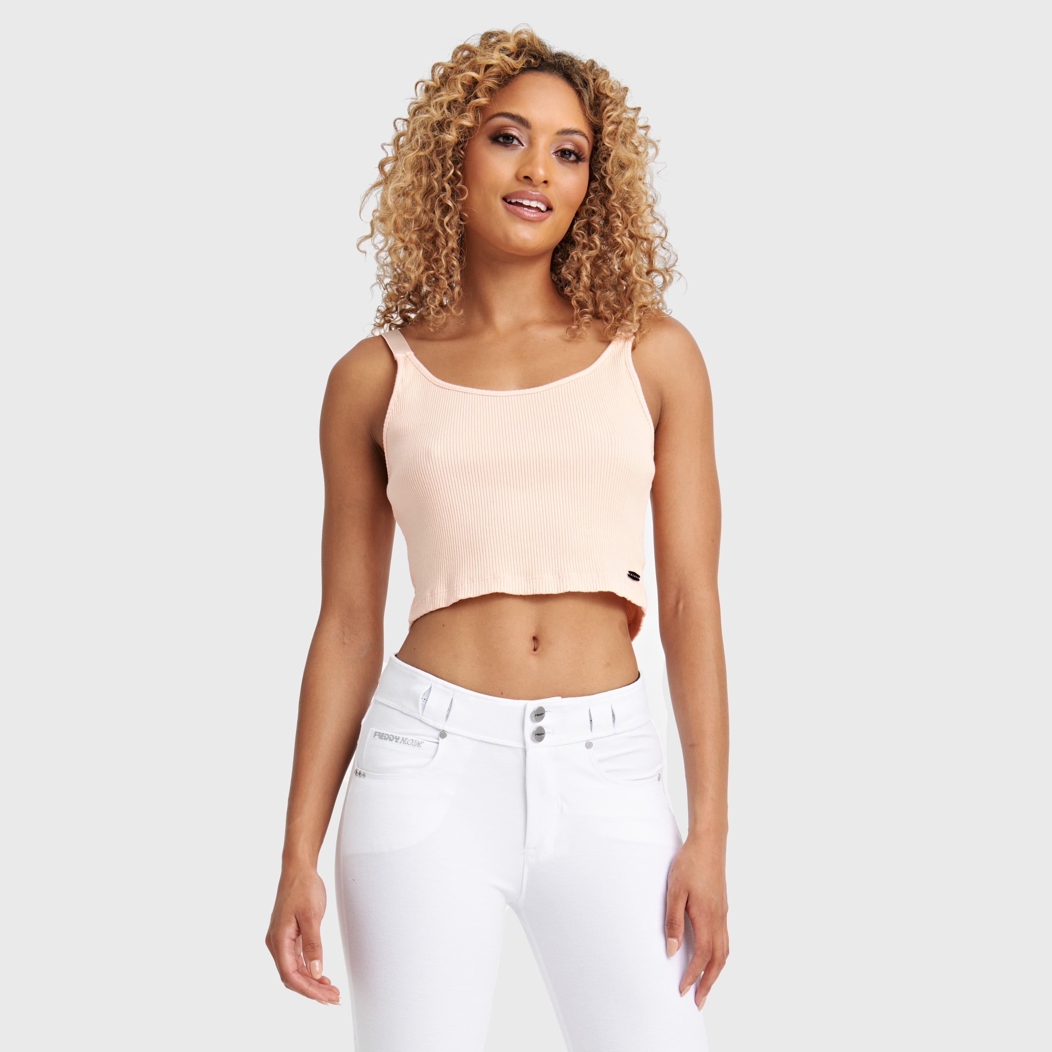 Cotton Ribbed Cami - Peach 1