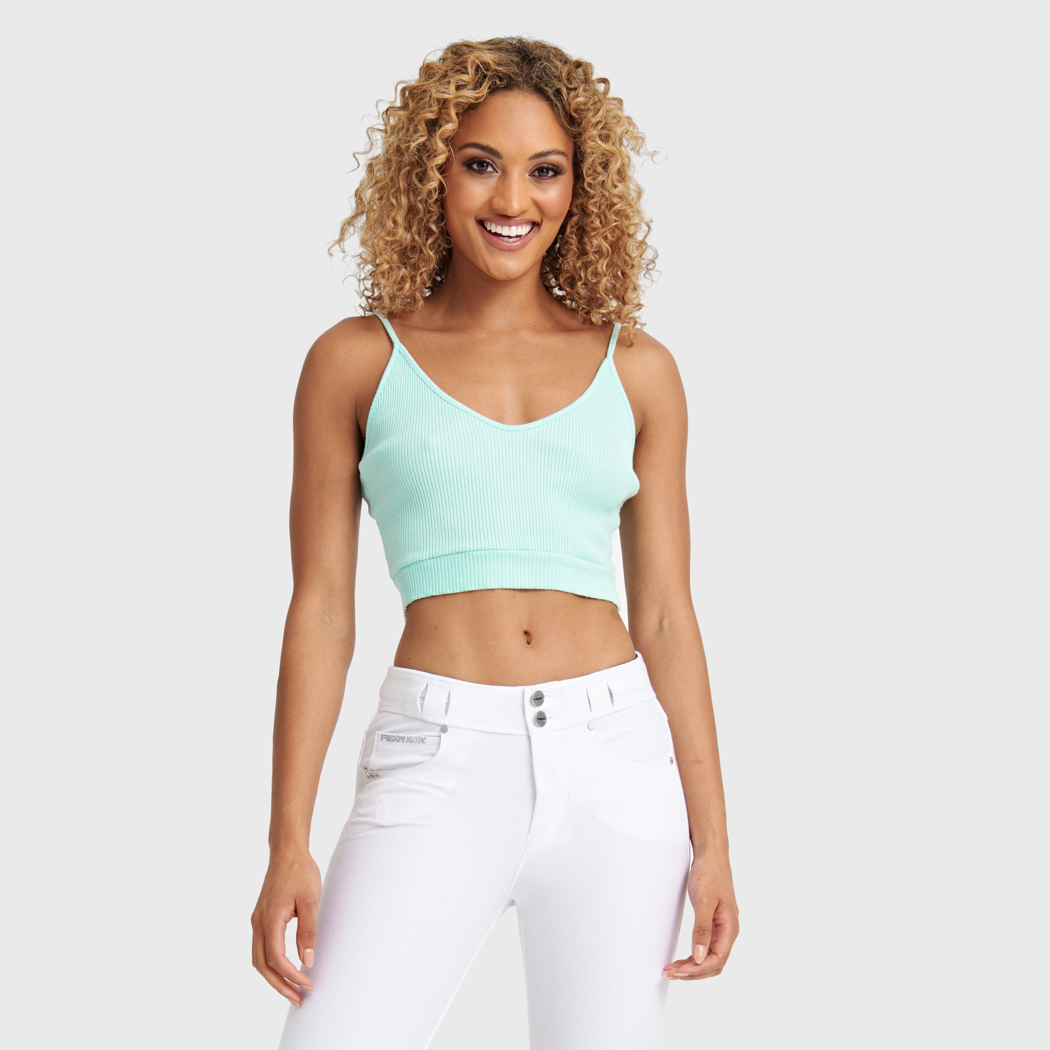 Cotton Ribbed Crop - Aqua 1