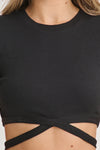 Cropped Wrap Around T Shirt - Black 5