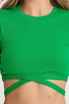 Cropped Wrap Around T Shirt - Green 5