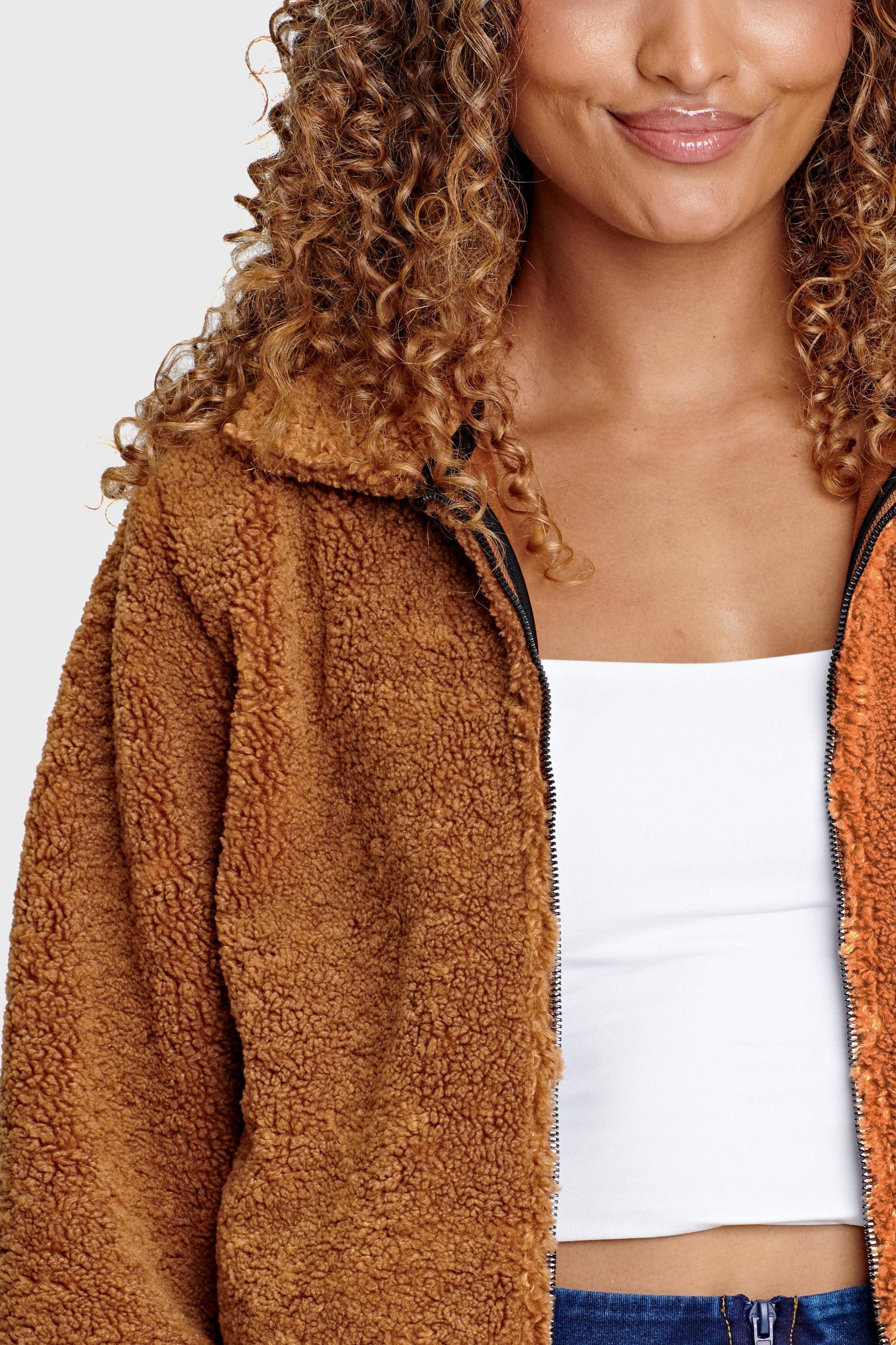 Faux Shearling Jacket - Teddy Brown 4