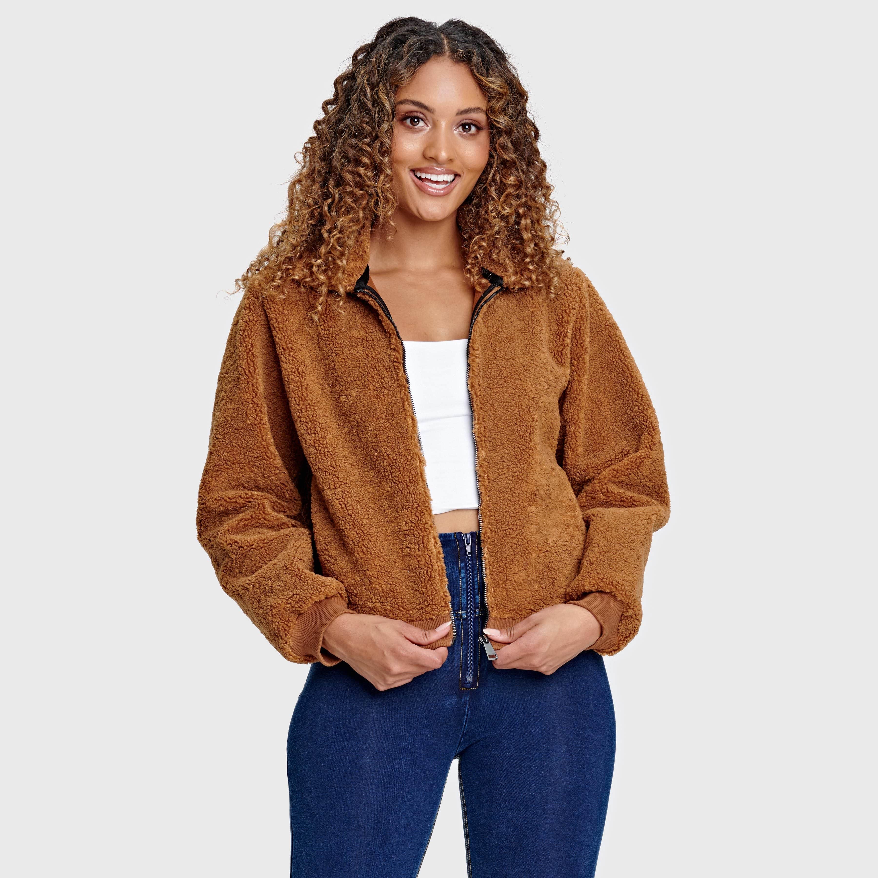 Faux Shearling Jacket - Teddy Brown 1