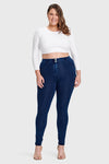 WR.UP® Curvy Denim - High Waisted - Full Length - Dark Blue + Blue Stitching 7
