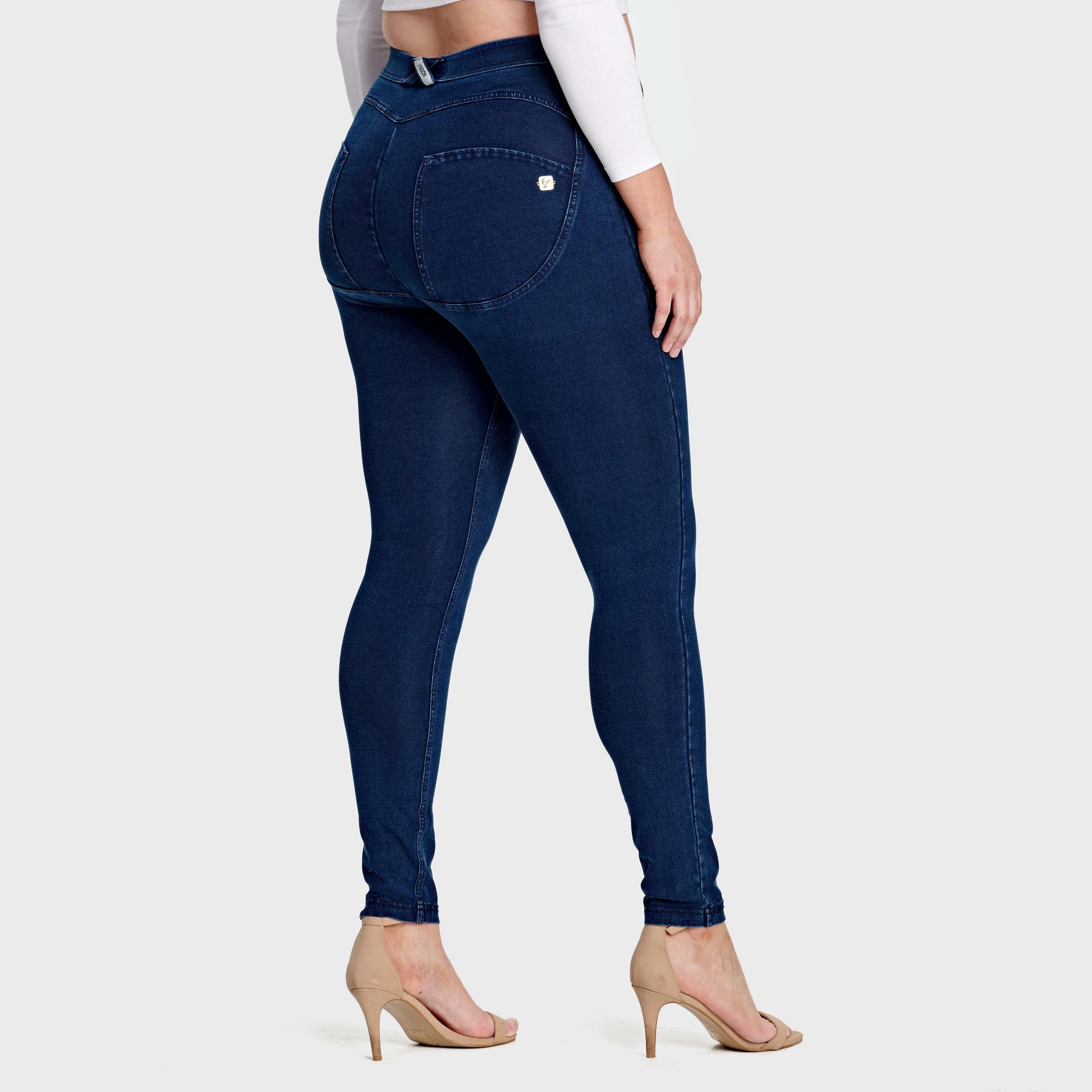WR.UP® Curvy Denim - High Waisted - Full Length - Dark Blue + Blue Stitching 1