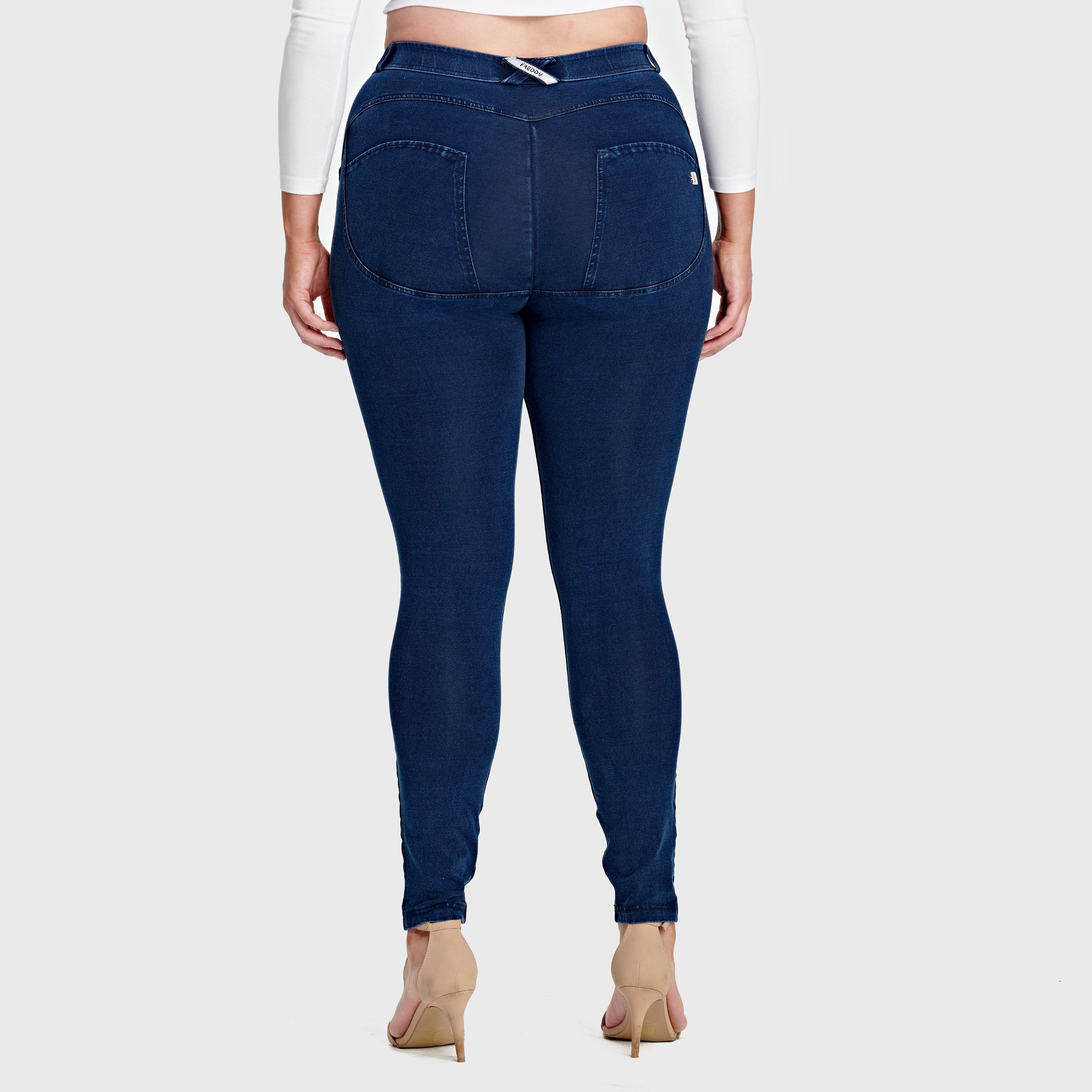 WR.UP® Curvy Denim - High Waisted - Full Length - Dark Blue + Blue Stitching 3