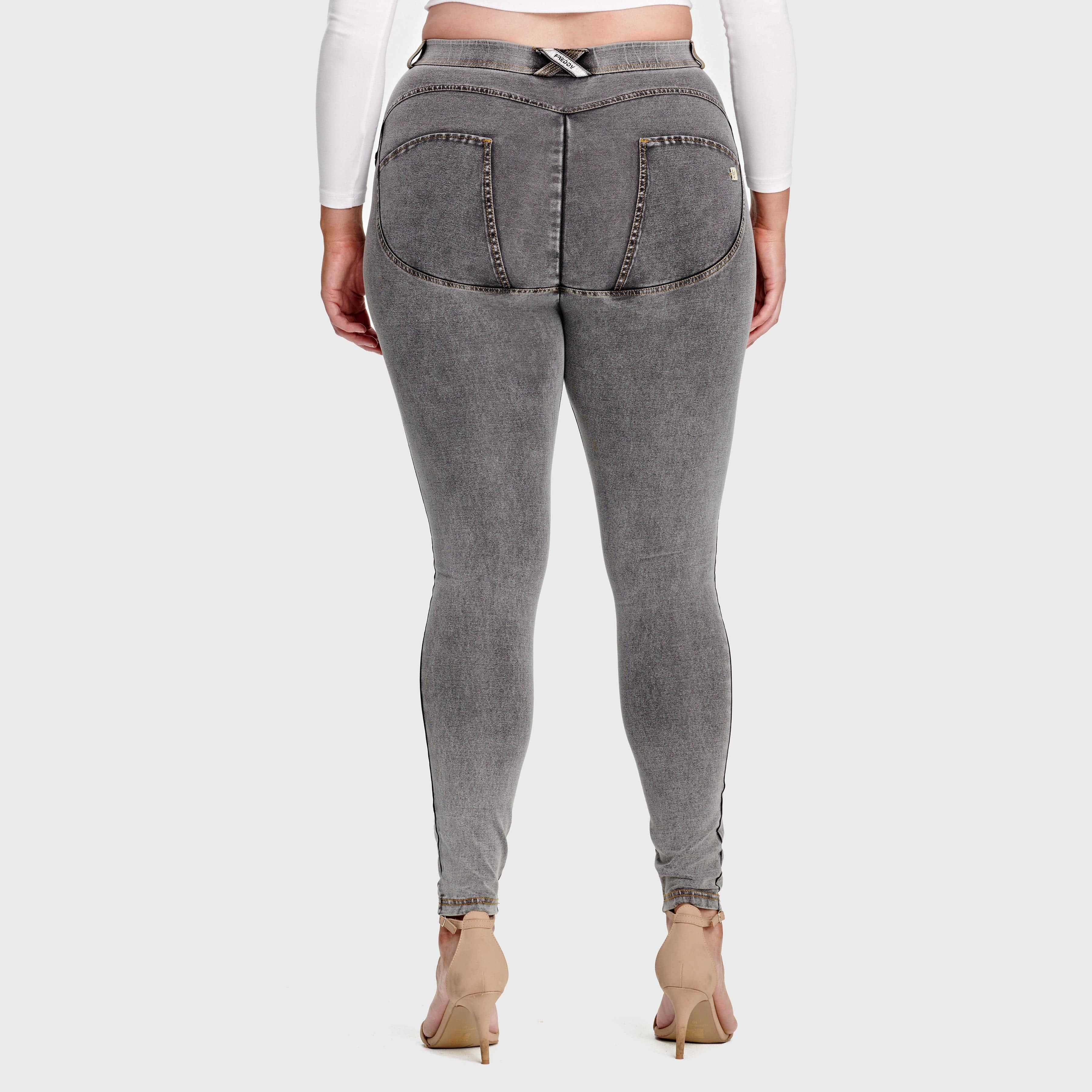 WR.UP® Curvy Denim - High Waisted - Full Length - Grey + Yellow Stitching 3