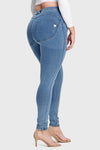 WR.UP® Curvy Denim - High Waisted - Full Length - Light Blue + Yellow Stitching 4