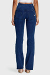 WR.UP® Denim - High Waisted - Bell Bottom Flare - Dark Blue + Blue Stitching 9
