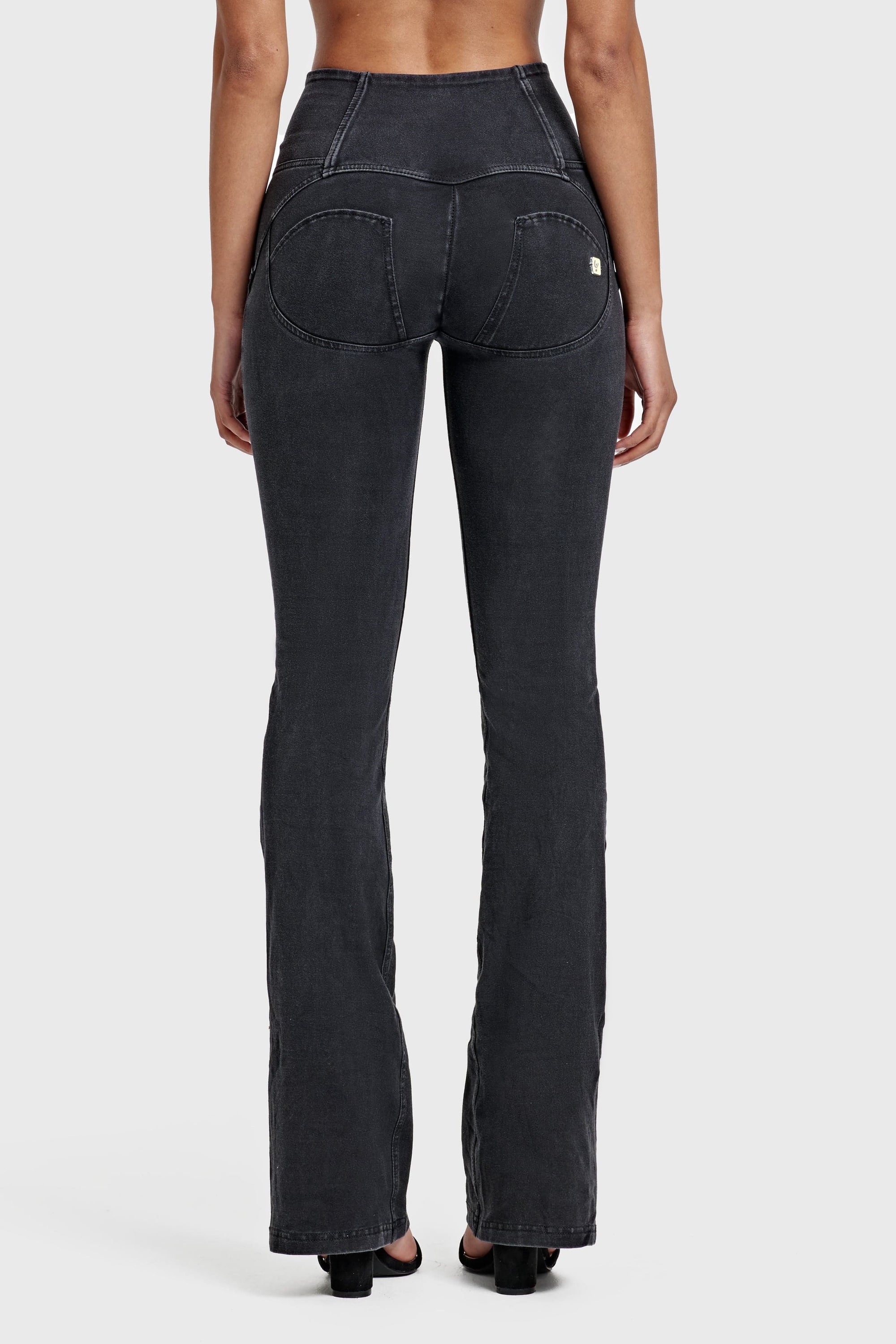WR.UP® Denim - High Waisted - Bell Bottom Flare - Black + Black Stitching 10