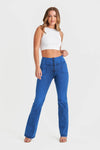 WR.UP® Denim With Front Pockets - Super High Waisted - Flare - Cobalt Blue + Blue Stitching 2
