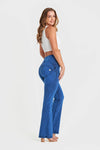 WR.UP® Denim With Front Pockets - Super High Waisted - Flare - Cobalt Blue + Blue Stitching 3
