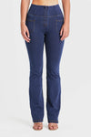 WR.UP® Denim with Front Pockets - Super High Waisted - Flare - Dark Blue + Yellow Stitching 5