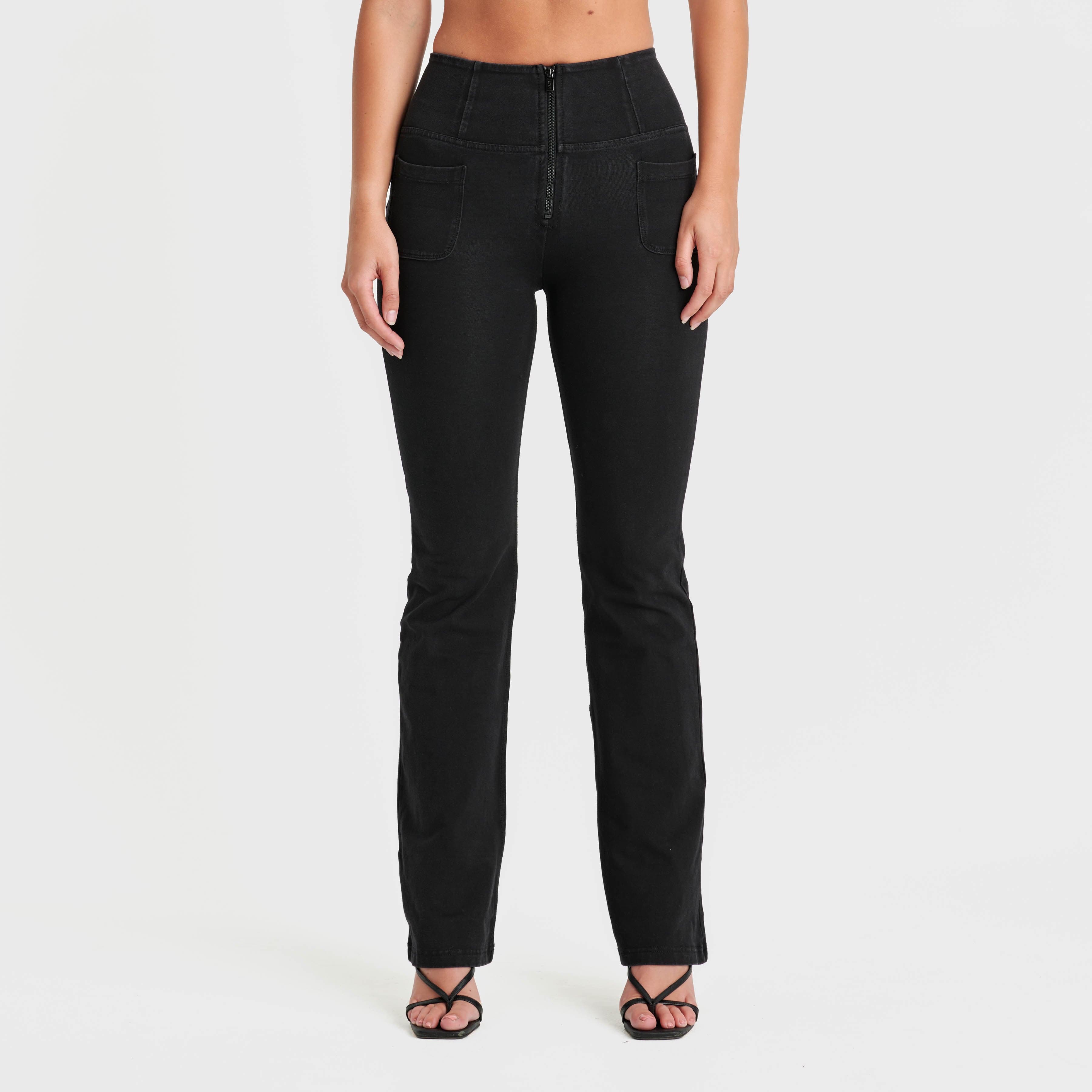 WR.UP® Denim with Front Pockets - Super High Waisted - Flare - Black + Black Stitching 2
