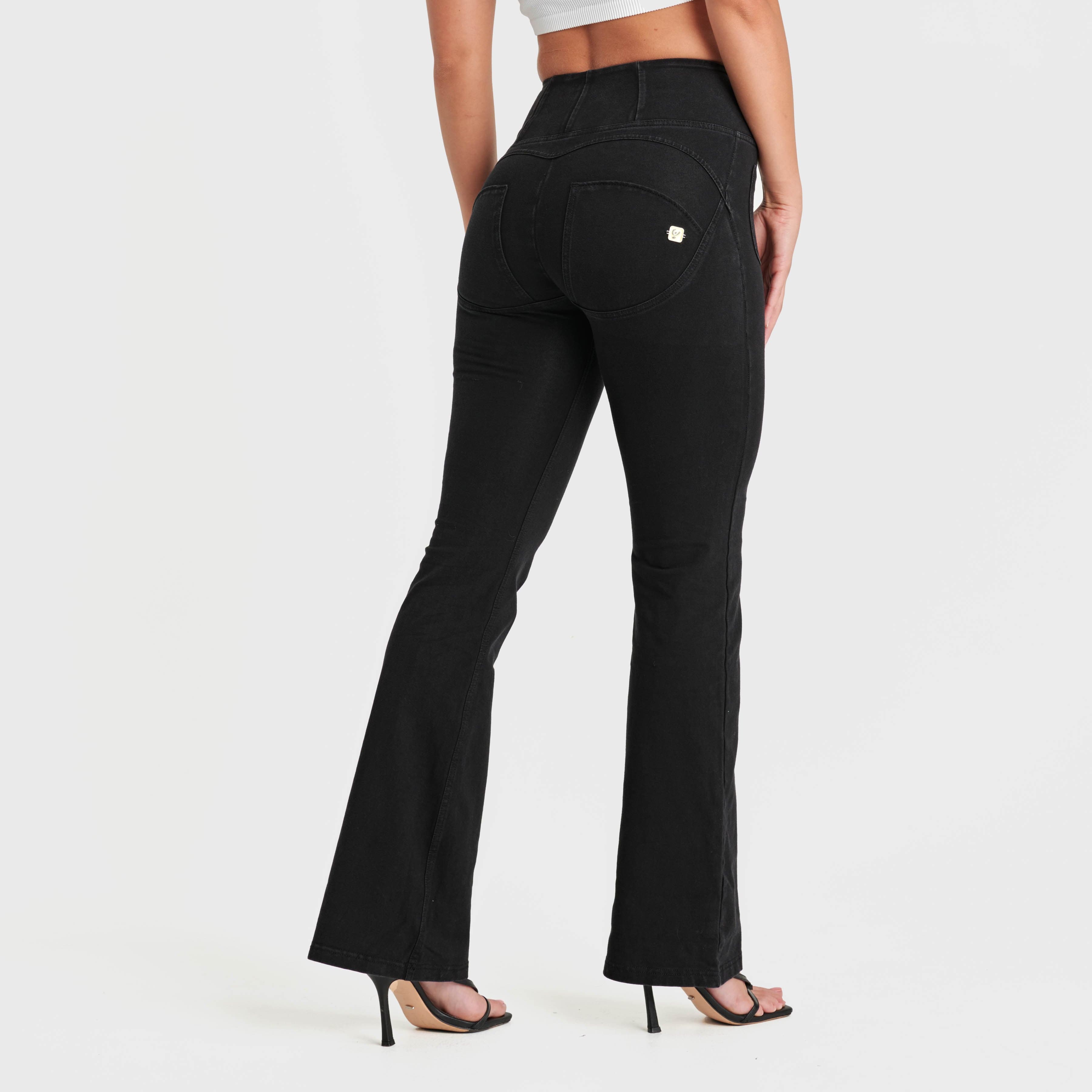 WR.UP® Denim with Front Pockets - Super High Waisted - Flare - Black + Black Stitching 3