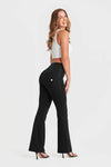 WR.UP® Denim with Front Pockets - Super High Waisted - Flare - Black + Black Stitching 4
