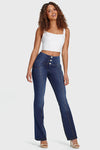 WR.UP® Denim - High Waisted - Flare - Dark Blue + Yellow Stitching 11