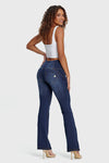 WR.UP® Denim - High Waisted - Flare - Dark Blue + Yellow Stitching 10