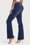 WR.UP® Denim - High Waisted - Flare - Dark Blue + Yellow Stitching 7