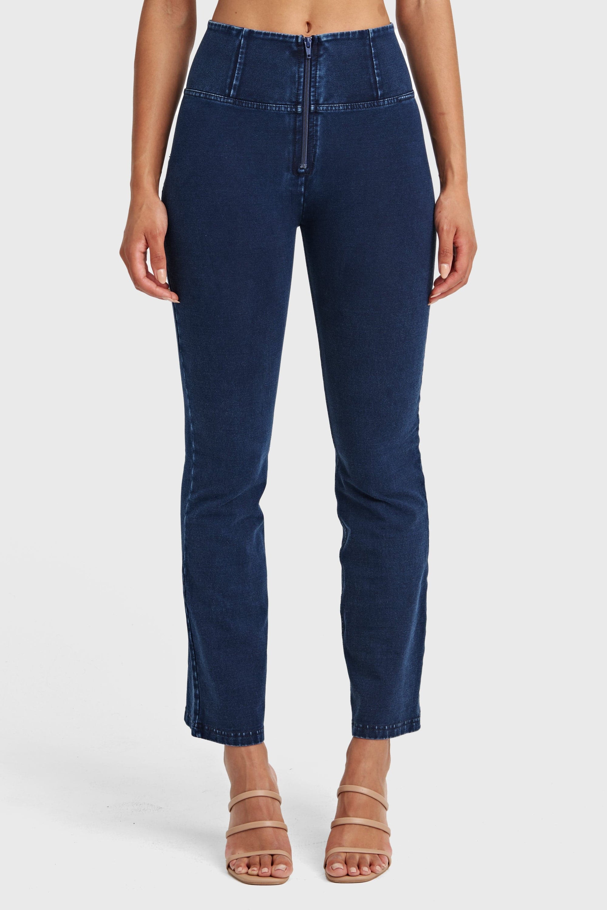 WR.UP® Denim - High Waisted - 7/8 Flare - Dark Blue + Blue Stitching 2