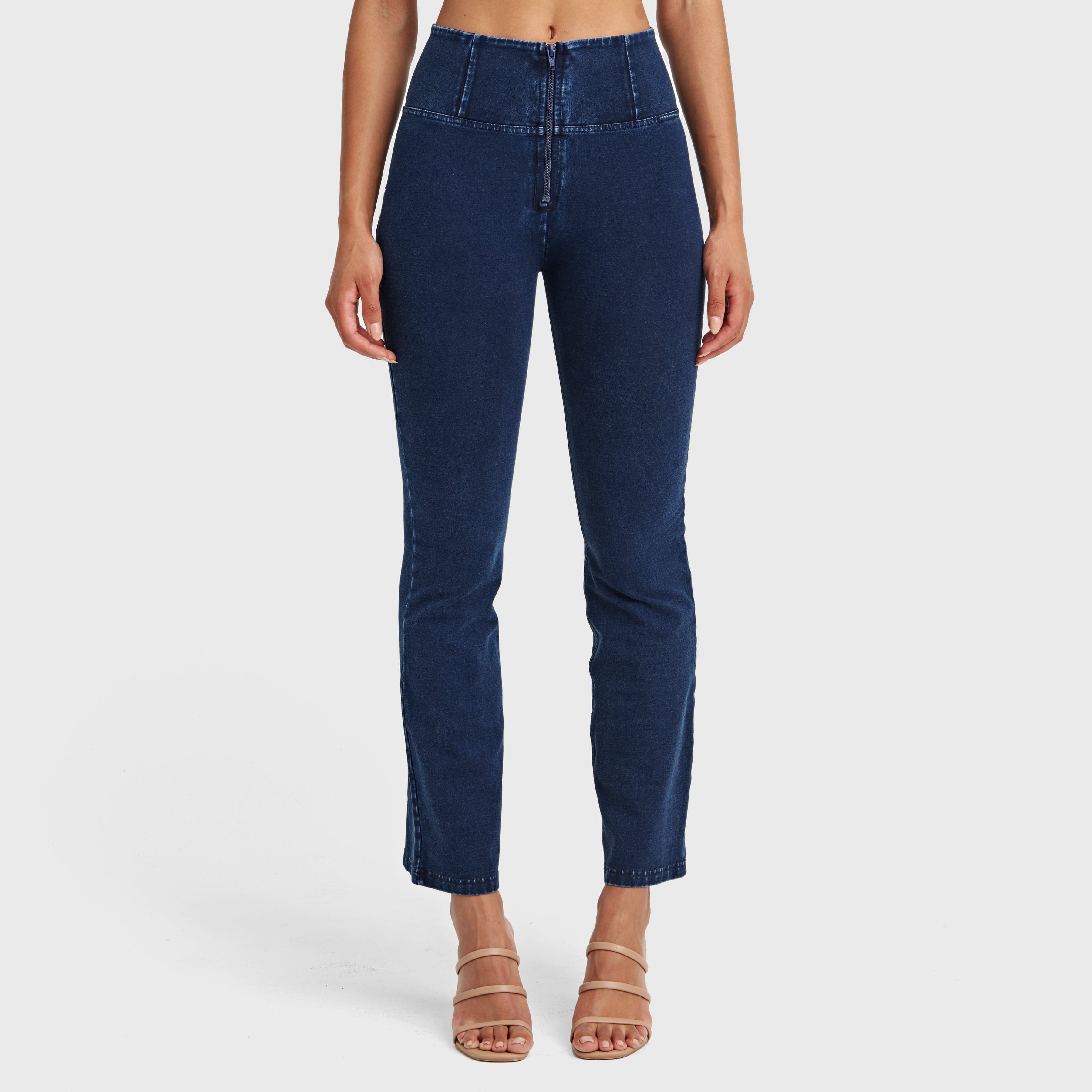 WR.UP® Denim - High Waisted - 7/8 Flare - Dark Blue + Blue Stitching 2