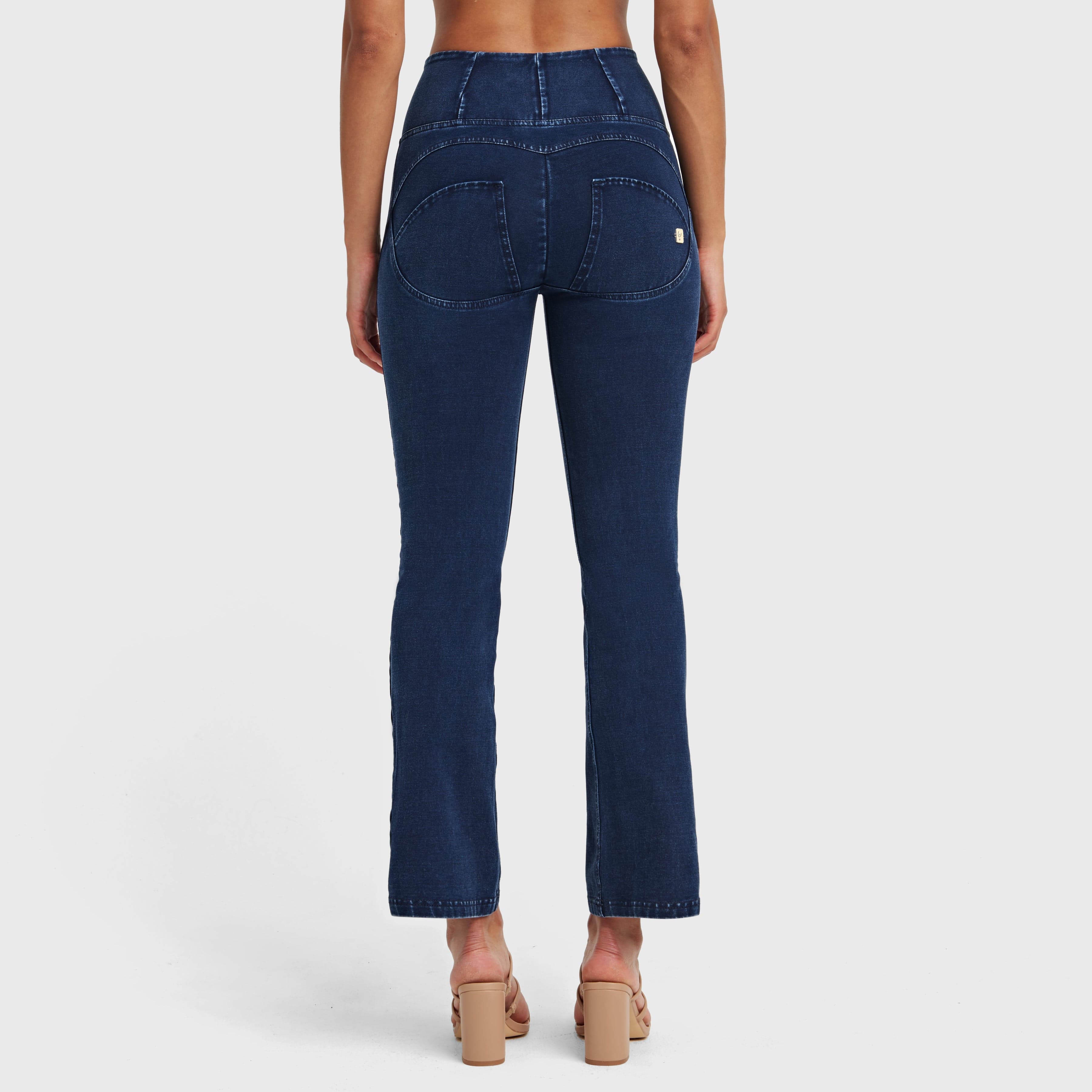 WR.UP® Denim - High Waisted - 7/8 Flare - Dark Blue + Blue Stitching 3