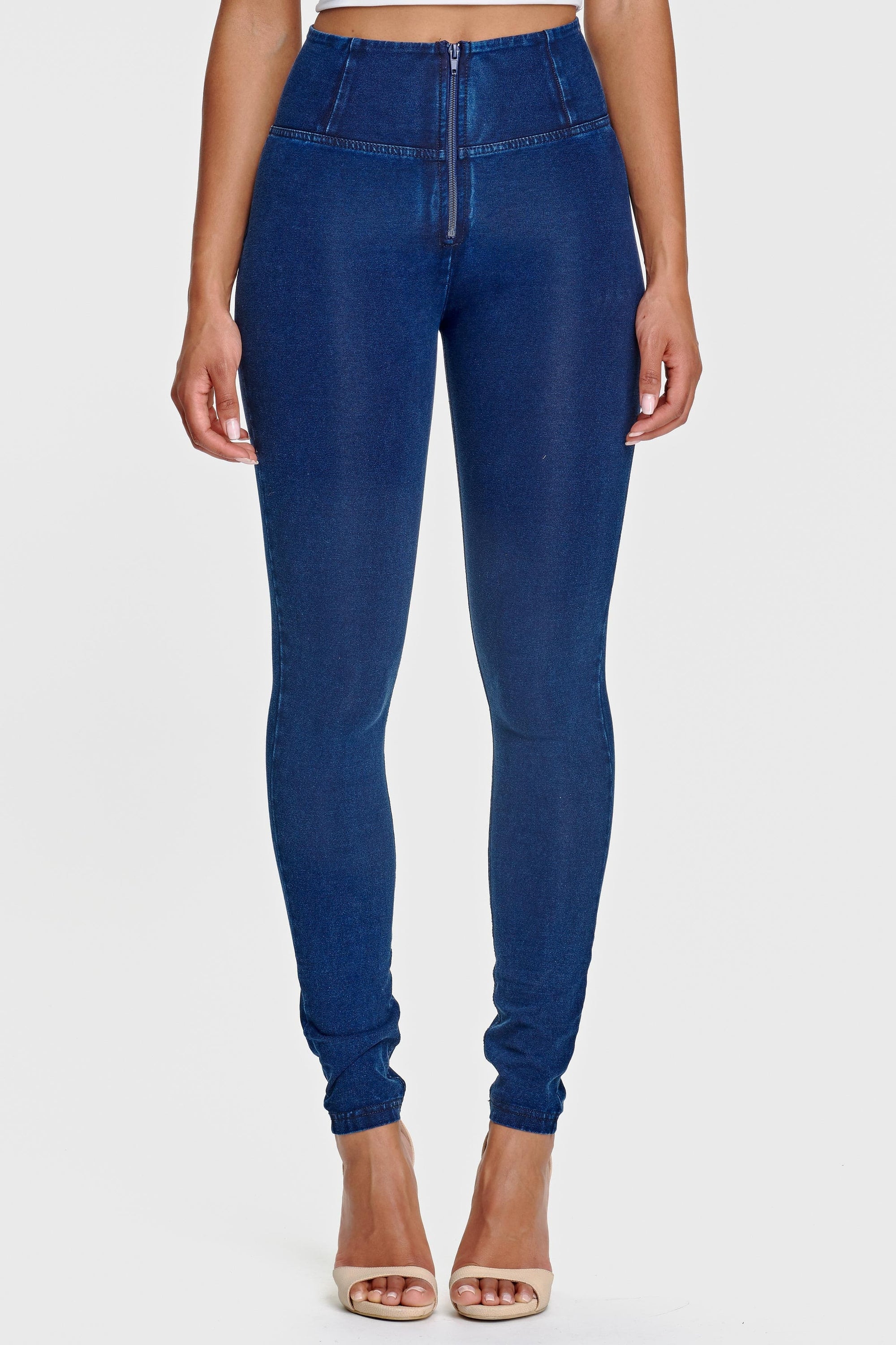 WR.UP® Denim - High Waisted - Full Length - Dark Blue + Blue Stitching 10