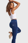 WR.UP® Denim - High Waisted - Full Length - Dark Blue + Blue Stitching 8