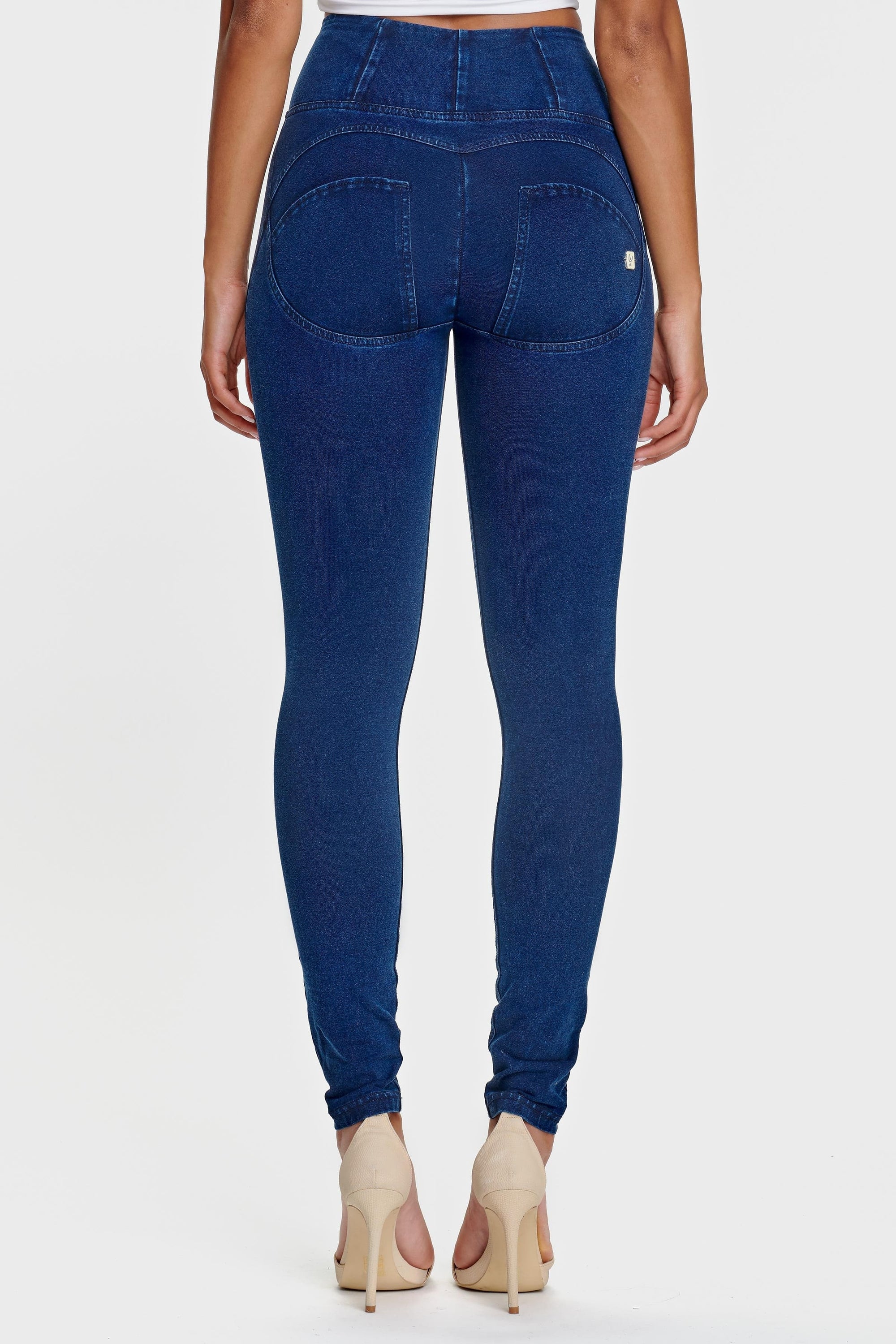 WR.UP® Denim - High Waisted - Full Length - Dark Blue + Blue Stitching 11